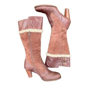 UGG suede and leather brown heeled boot size 7.5